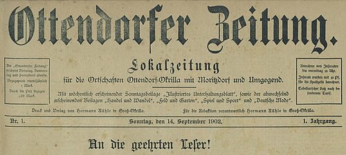 Ausgabe der Ottendorfer Zeitung vom 14. September 1902