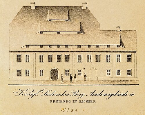 Königlich-Sächsisches Berg-Akademiegebäude in Freiberg in Sachsen 1831